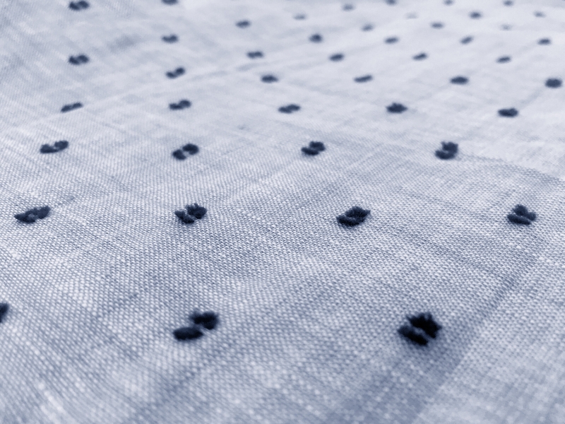 Italian Linen Plumetis in Powder Blue And Navy0