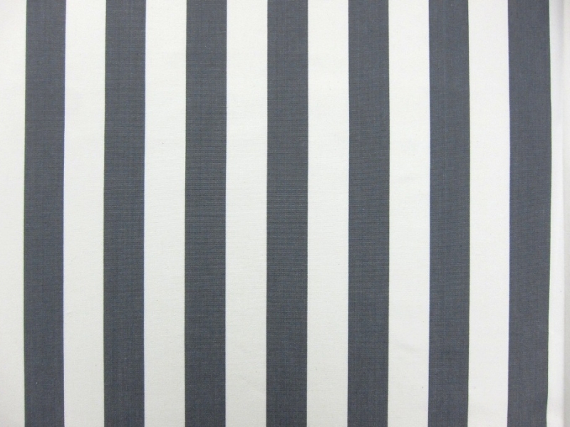 Cotton Upholstery 1.5" Stripe In Grey And White0