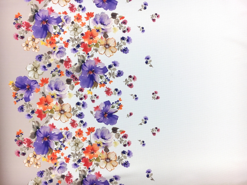 Polyester Mikado with Polka Dots and Floral Border0