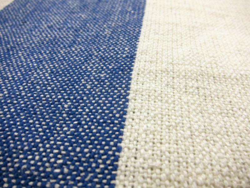 Cotton Upholstery 3" Stripe In Blueberry And Ivory2