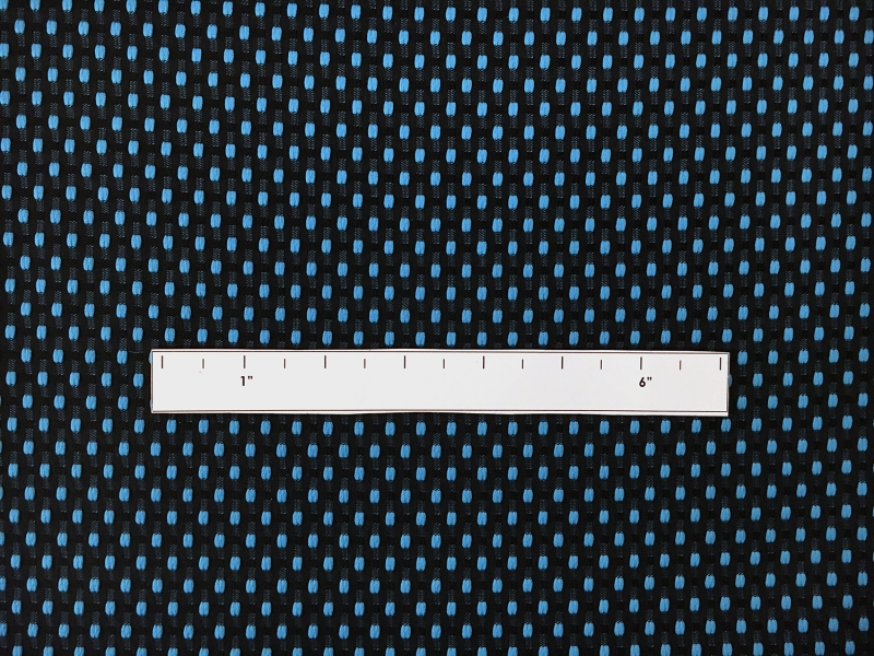 Polyester Swiss Dot Brocade with Aqua Dots1