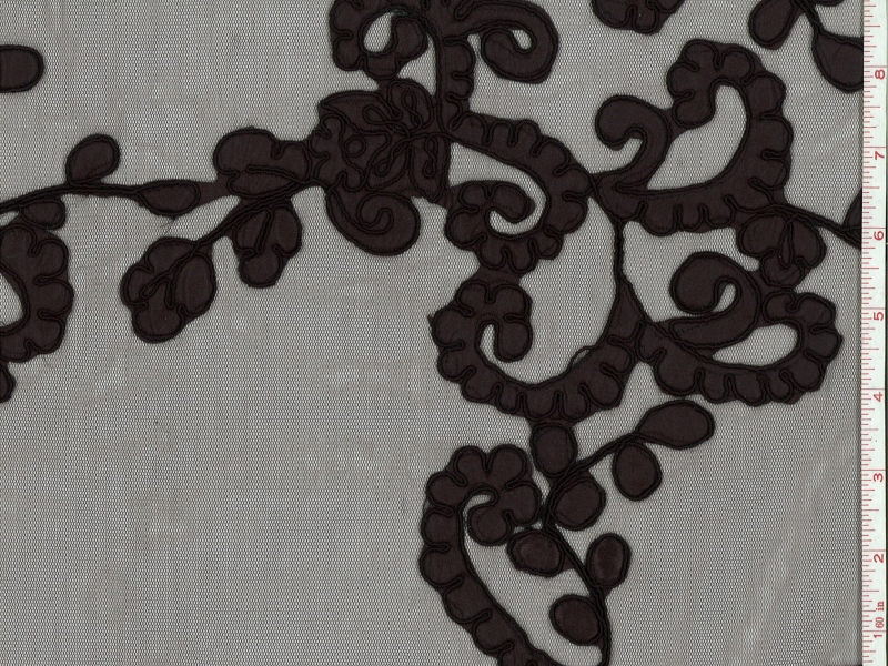 Black Cord Cut Satin Appliqued on Illusion2