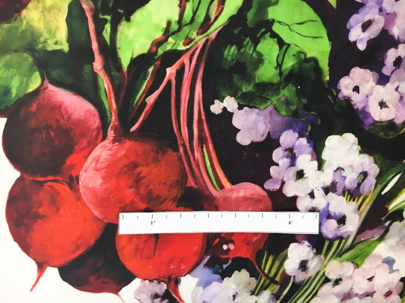 Printed Silk Mikado Panel with Beets and Florals2