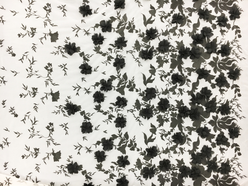 Degradé Embroidery and Flower Appliqués on Tulle0