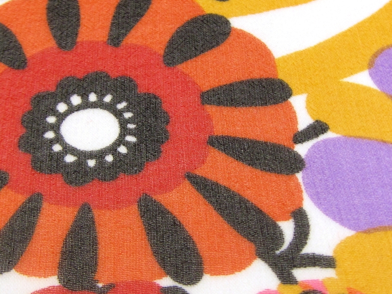 Printed Silk Chiffon Vibrant Illustrated Flowers2