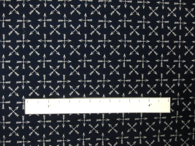 Navy Cotton Broadcloth Print with Crossed Arrows2