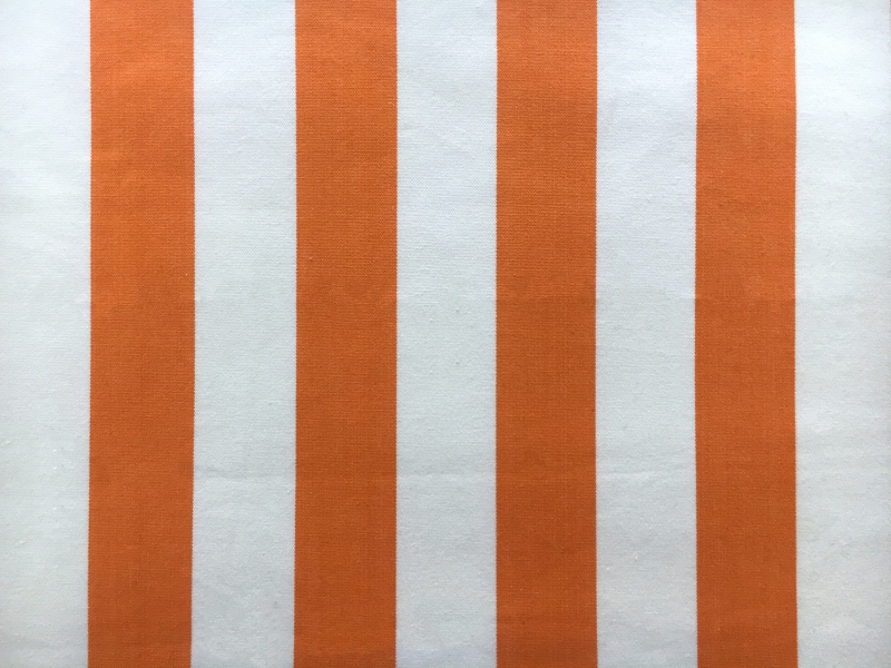Cotton Upholstery 1.5" Stripe In Orange And White0