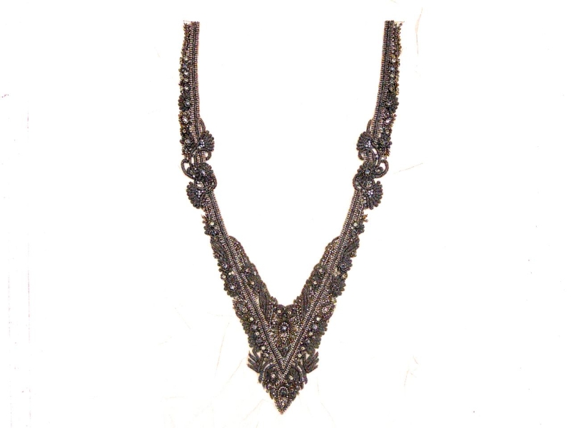 Isabelle Taupe Crystal Beaded Tulle Bodice0