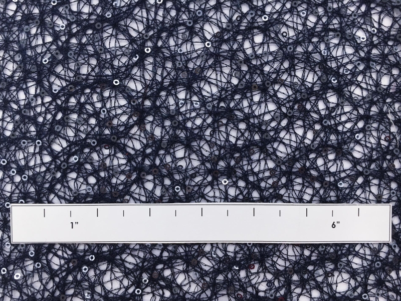Sequins on Polyester Mesh in Midnight Navy1