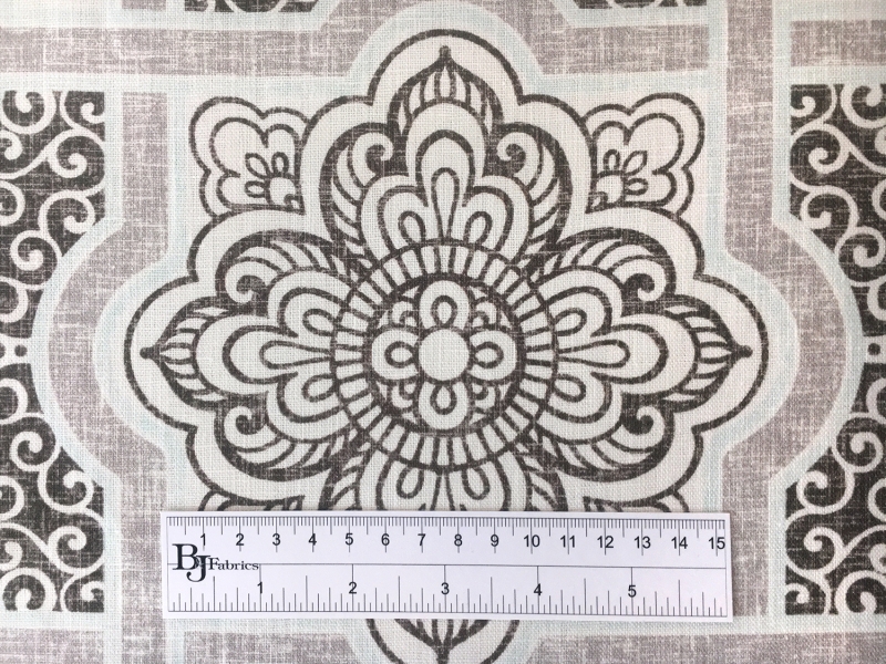 Light Weight Linen Print Arabesque Mosaic 3