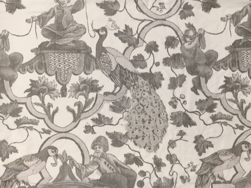 Warp Printed Heavy Silk Taffeta with Provincial Scenes0