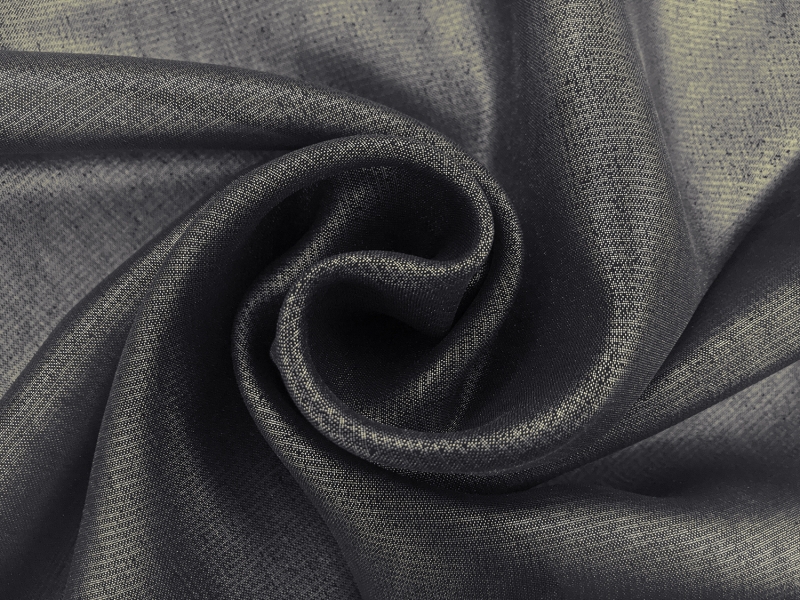 Microfiber Silver Metallic Chiffon in Midnight Navy0