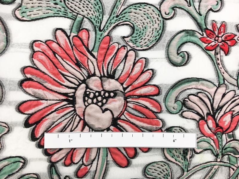 Fil Coupé Panel wtih Large Flowers1