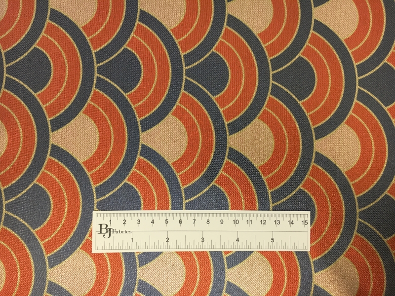 Printed  Silk and Poly Blend Crepe Lamé with Repeating Waves1