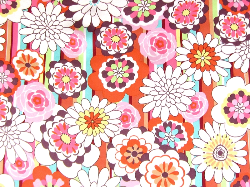 REDUCED Printed Silk Charmeuse with Mixed Stripes and Florals0