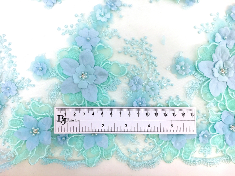 Flowers Appliqued on Embroidered Tulle1