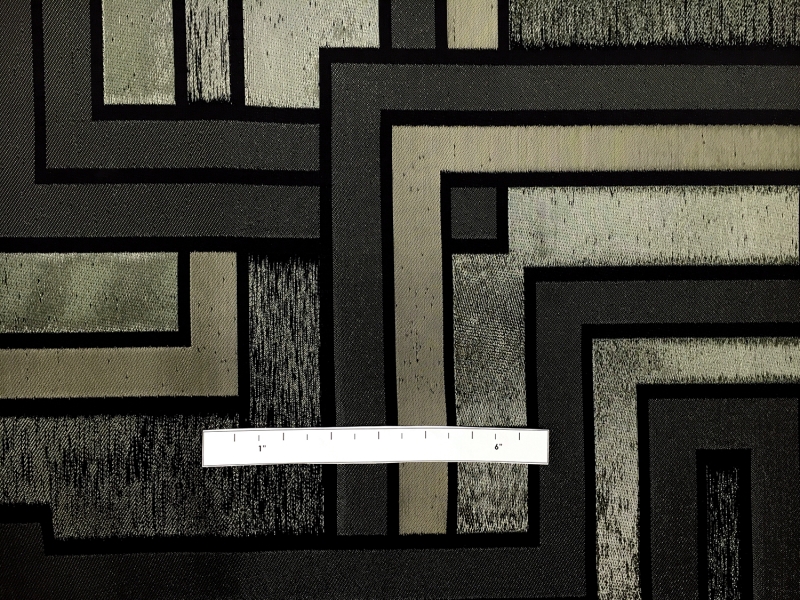 Metallic Geometric Jacquard Brocade in Gunmetal1