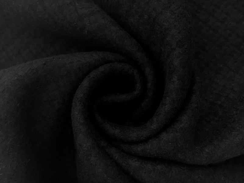 Italian Cashmere Basketweave Coating in Black2