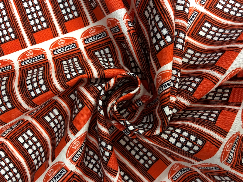 Cotton Broadcloth London Booths Print1