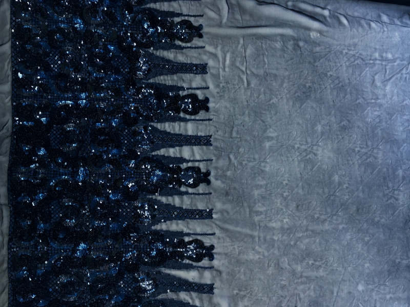 Silk Chiffon Panel with Heavy Sequined Border0