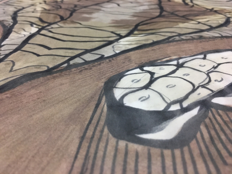 Italian Silk Chiffon Panel With Abstract Large Scale Print2