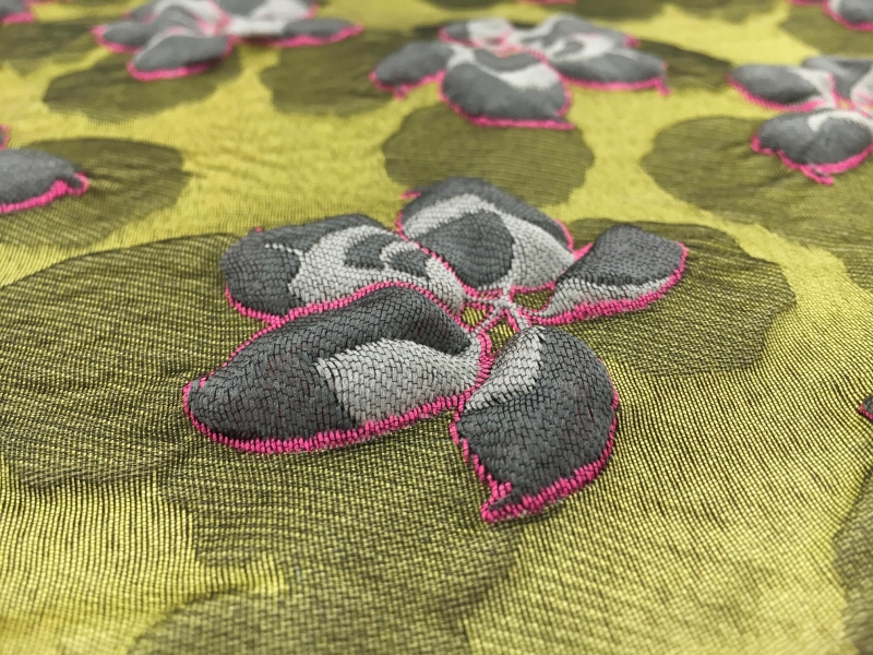 Cloqué with Floral and Leaf Motifs2