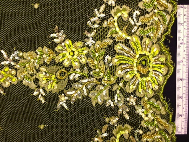 Beaded Metallic Chantilly Lace0