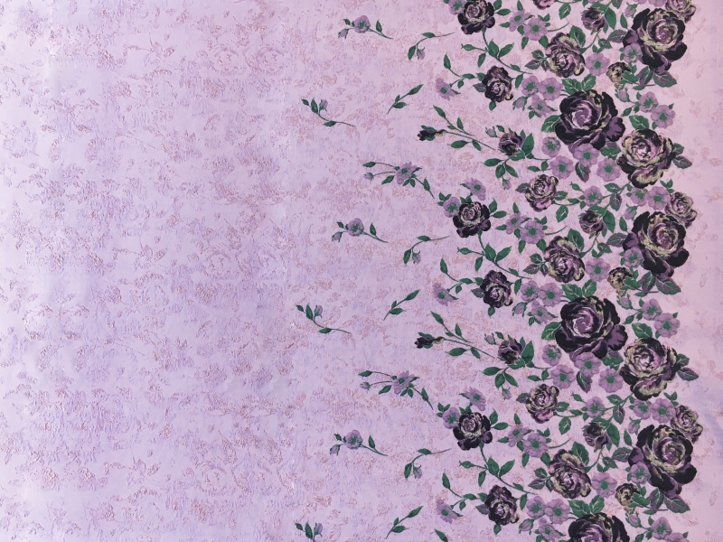 Brocade Panel with Metallic Cloqué Leaves and Floral Border0