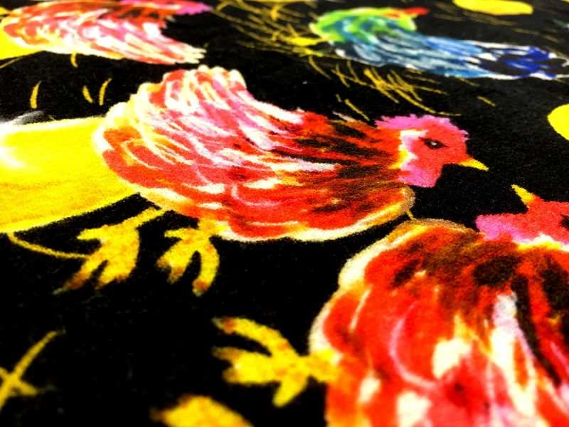 Giulia Rositani Printed Double Wool Crepe with Chickens Hatching Golden Eggs2