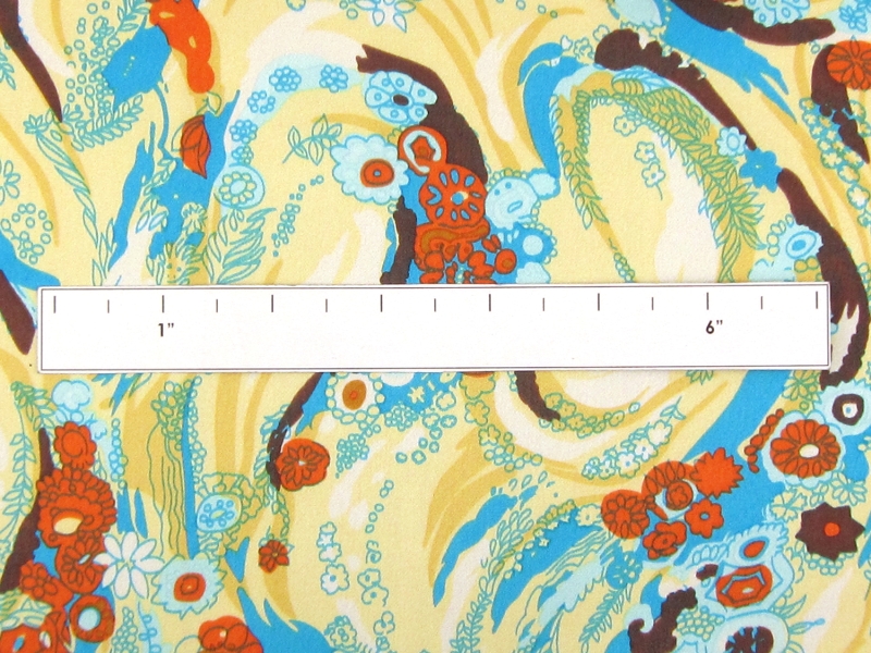Printed Silk Charmeuse with Swirls and Small Flowers1