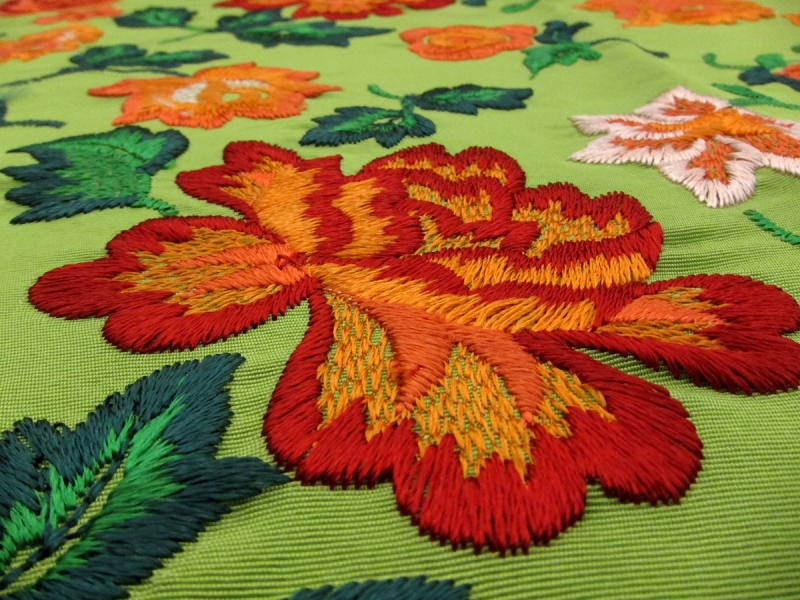 French Embroidered Italian Silk Faille1