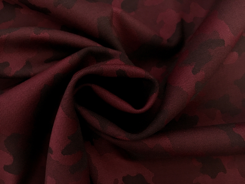Italian Wool Camouflage Jacquard Suiting in Wine1