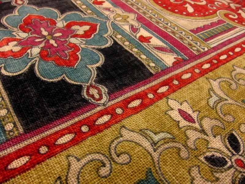 Linen Blend Upholstery Middle Eastern Deco Print 2