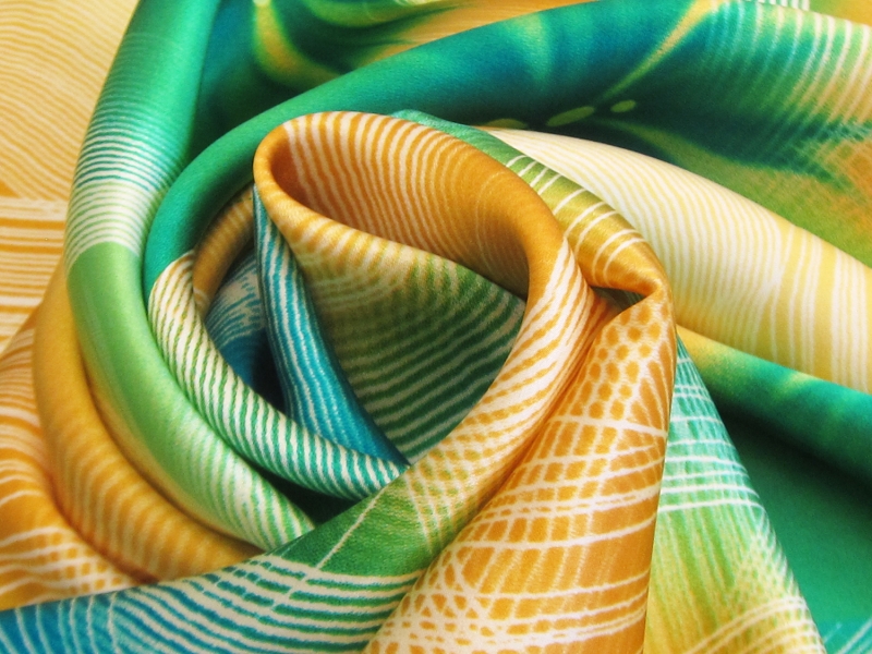 Printed Silk Charmeuse with Swirls and Large Flowers2