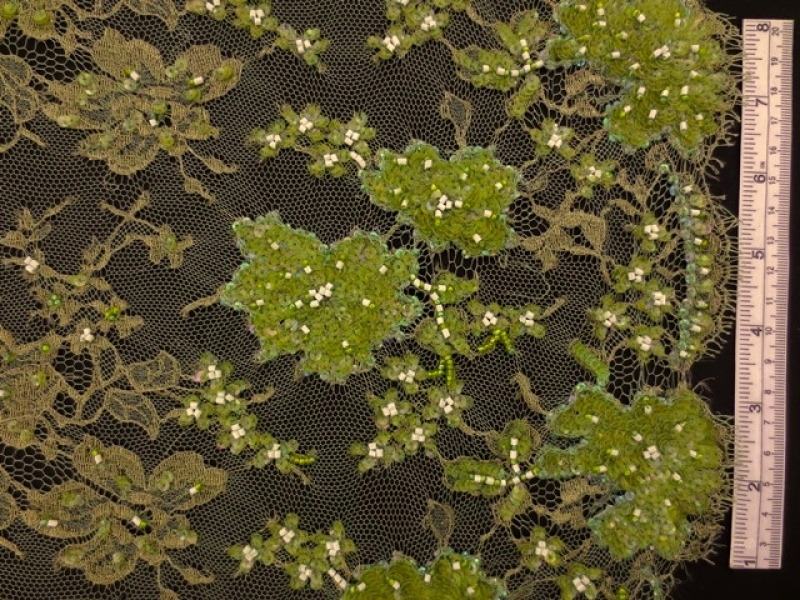 Beaded Metallic Chantilly Lace0