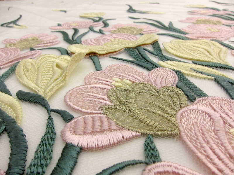 3D Flowers on Embroidered Tulle1