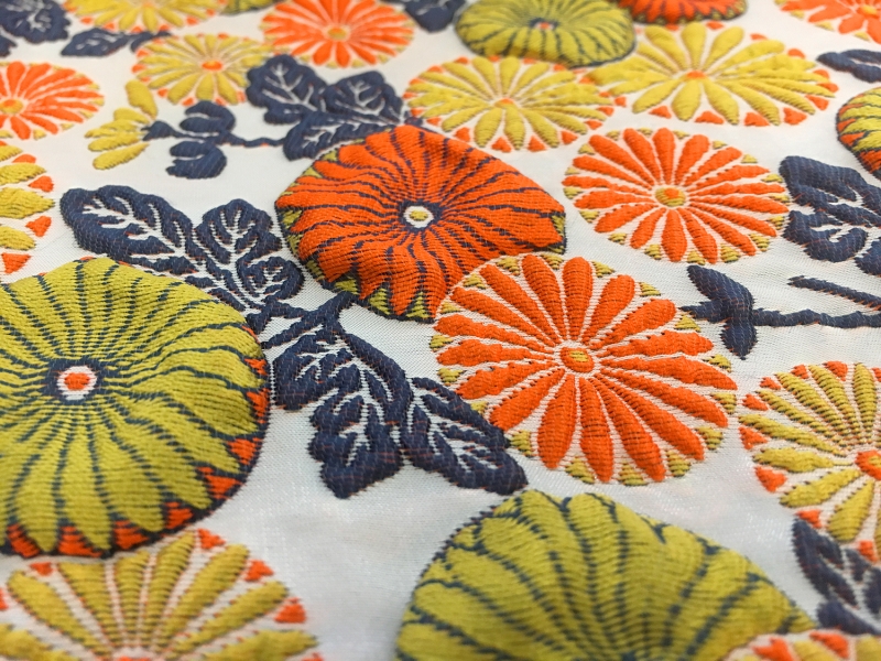 Cloqué Brocade with Retro Floral Patterns2