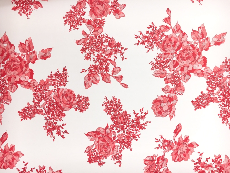 Printed Silk Couture Gazar with Roses0