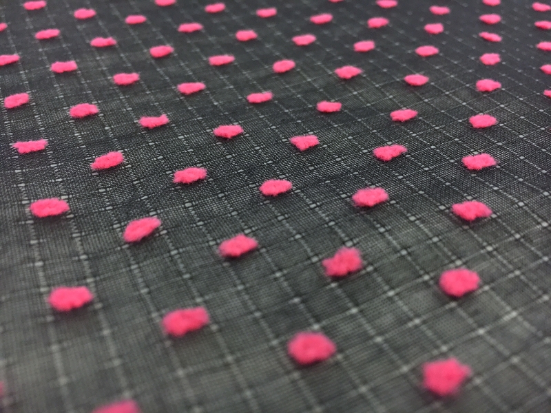 Cotton Plumetis in Black Fuchsia0