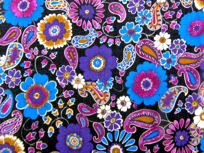 Printed Silk Chiffon with Vibrant Illustrated Florals0