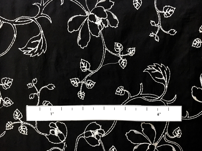 Silk Shantung with Embroidered Florals1