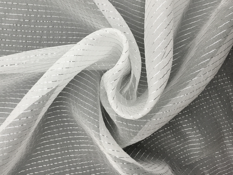 Silver Metallic Striped Silk Chiffon0