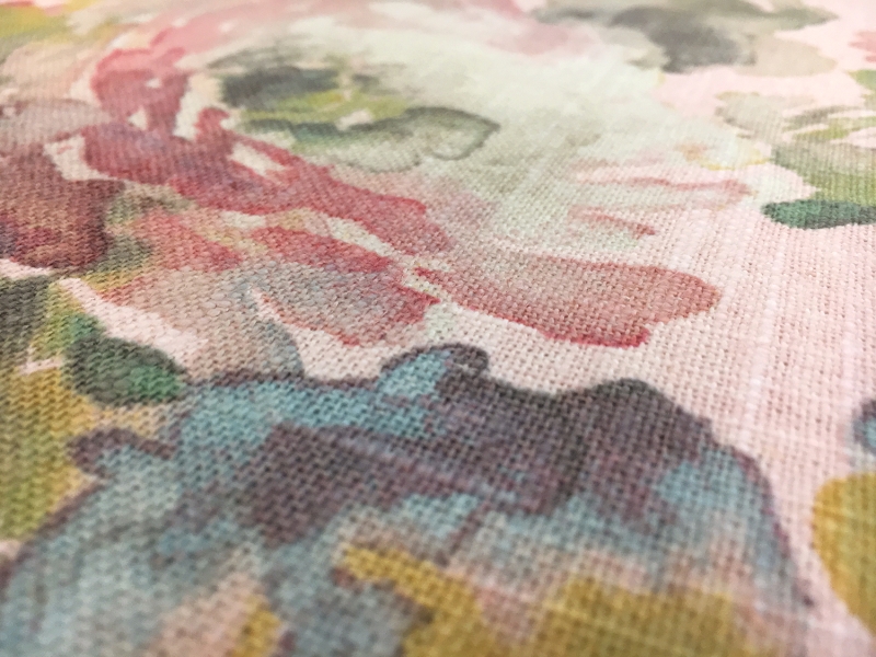 Linen Viscose Upholstery Watercolor Florals Print2