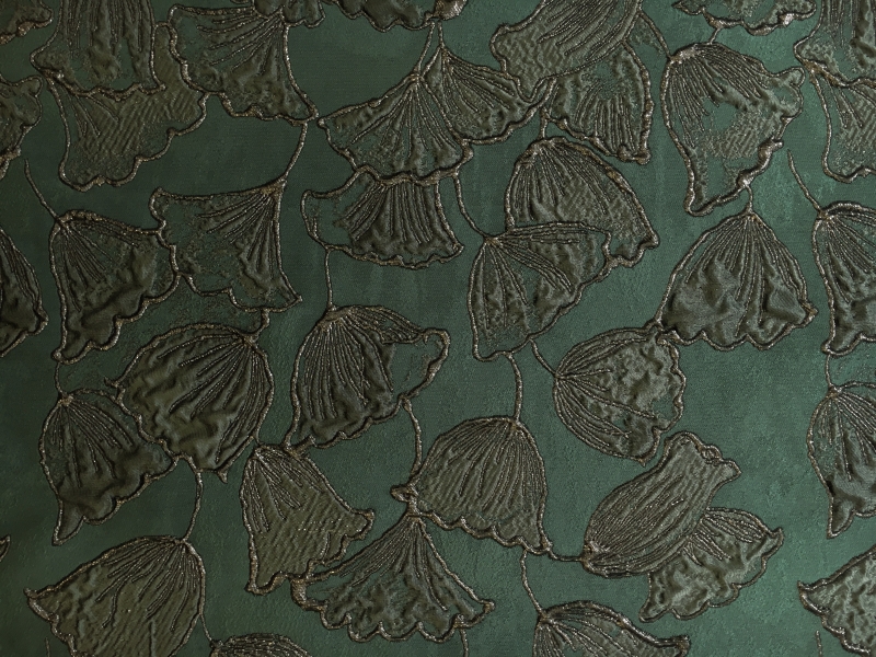 Silk Blend Brocade with Ginkgo Biloba Leaves Jacquard 0