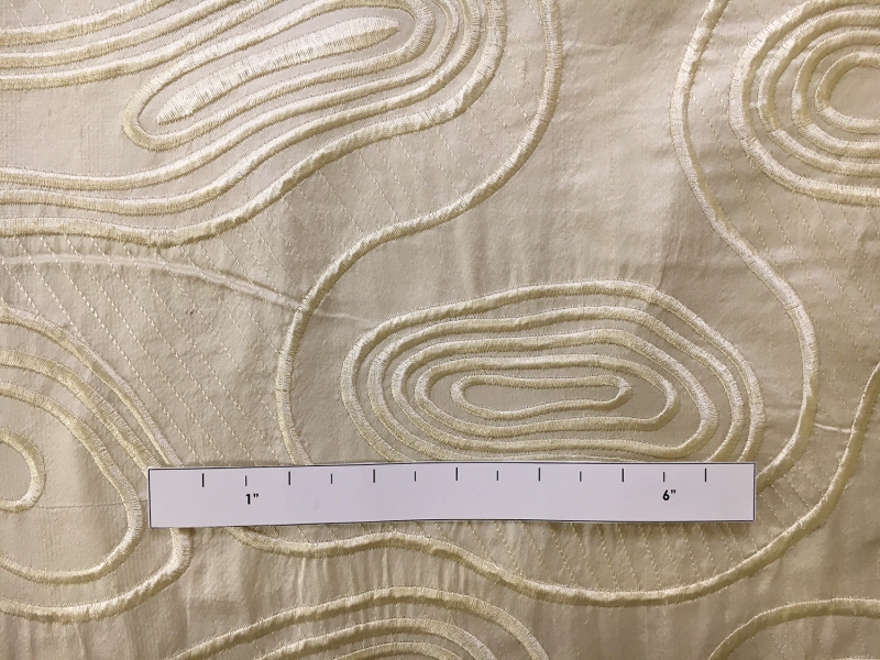 Silk Shantung with Embroidered Swirls1