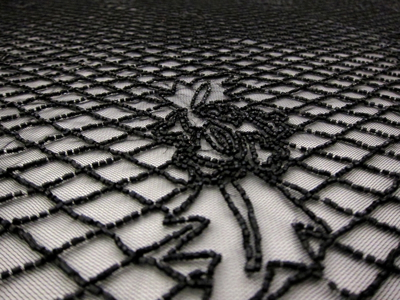 Novelty Beaded Tulle with Bugle Beads3