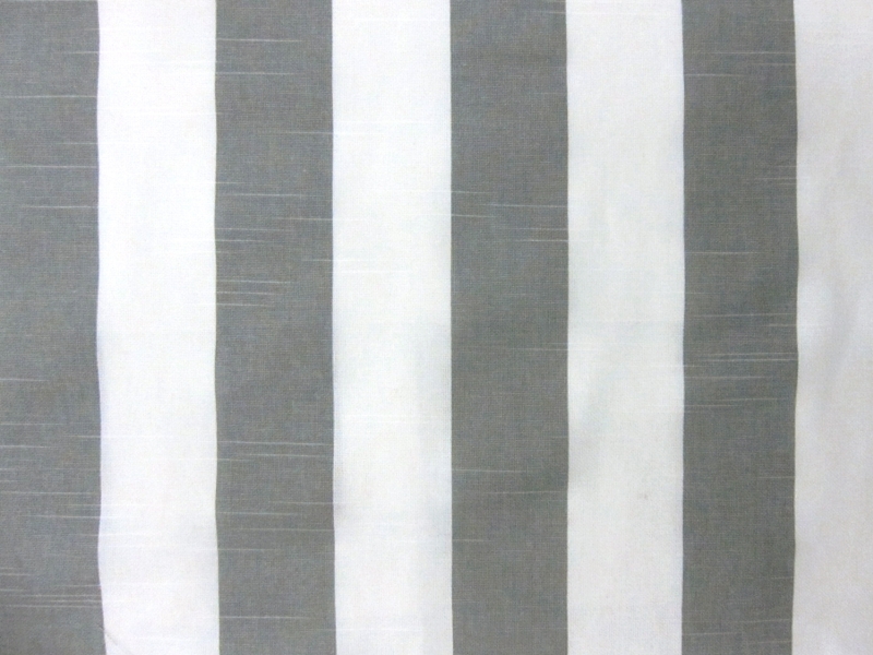 Cotton Canvas 2" Stripe In Gray And White0