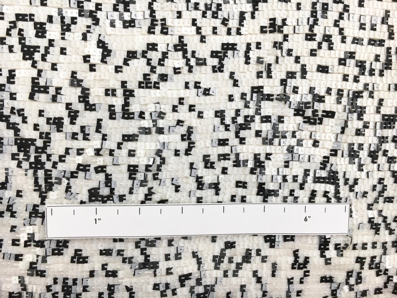 Square Black and White Sequins on Silk Chiffon1