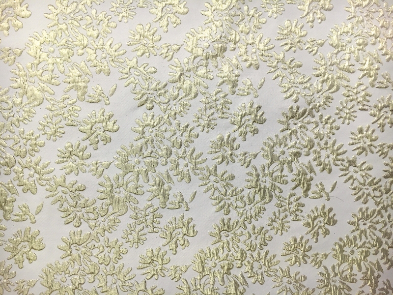 Metallic Floral Brocade in Light Gold0