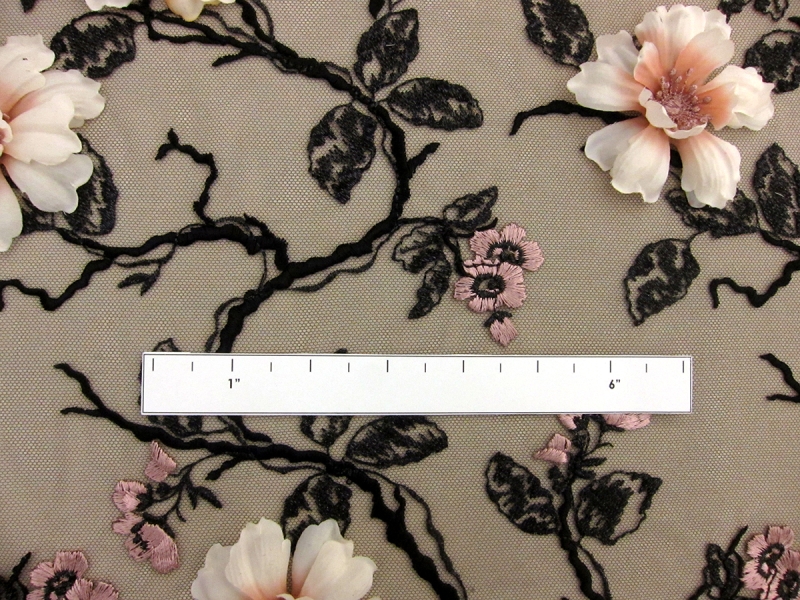 3D Flowers on Embroidered Tulle2